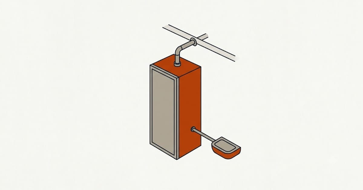 A condensing furnace with its condensate drain