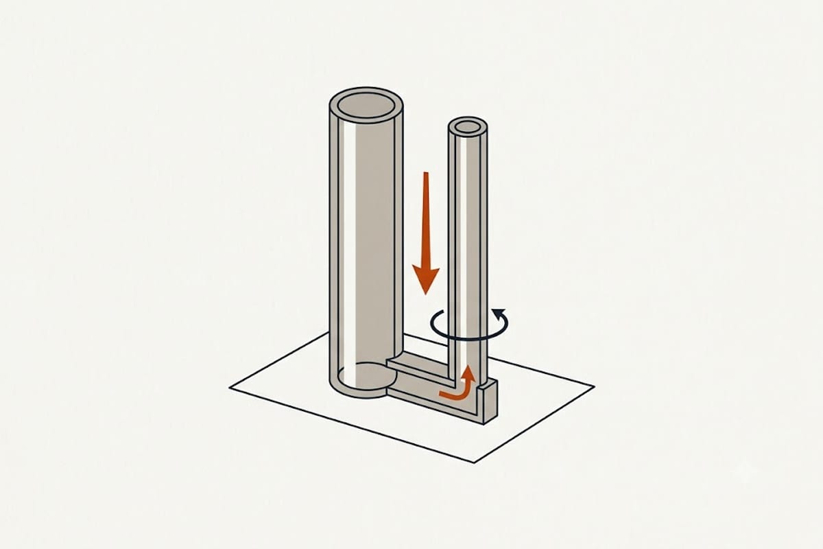 Metal flue and plastic vent compared
